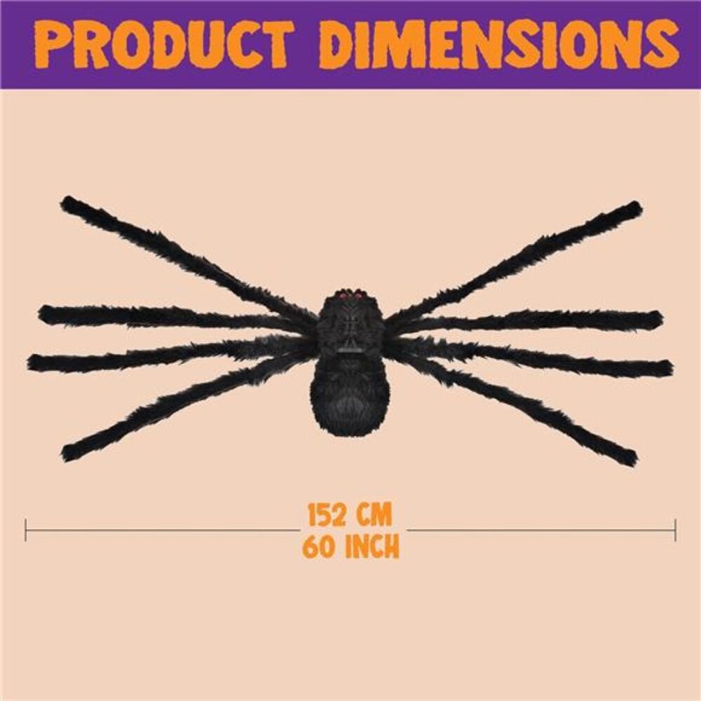5 Ft. Giant Black Spider -Halloween Outdoor Decorations & Yard Party Props, Blac - Picture 6 of 8